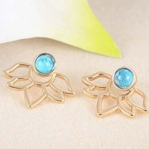 Gold Lotus Flower Stud Earing